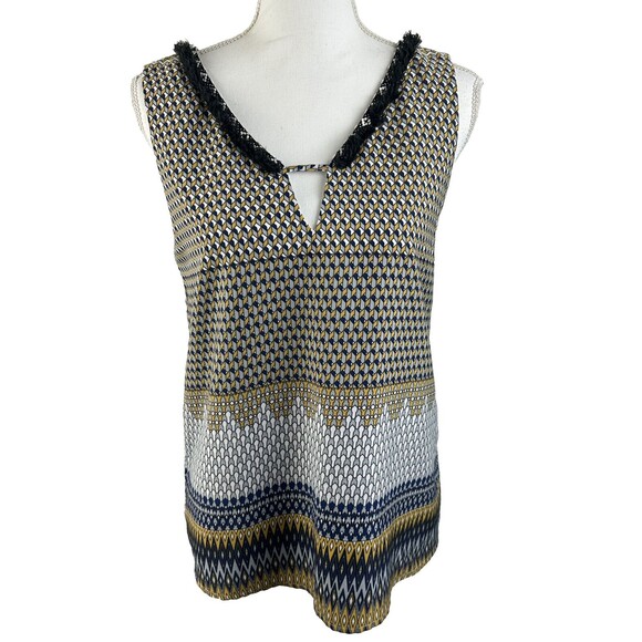 Eden Society Womens Top Geometric Print Size Small Sleeveless V Neck & Back - Picture 1 of 7